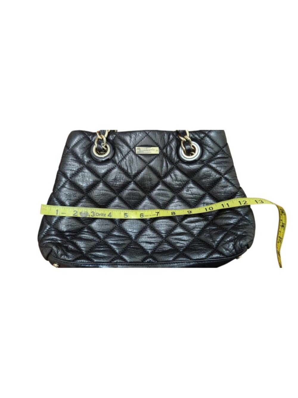 Kate Spade New York Black Quilted Leather Chain Shoulder Tote Bag Gold Tone - Picture 11 of 13